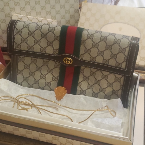 NOS Vintage Gucci clutch Navy  + Orig. packaging - Picture 1 of 5